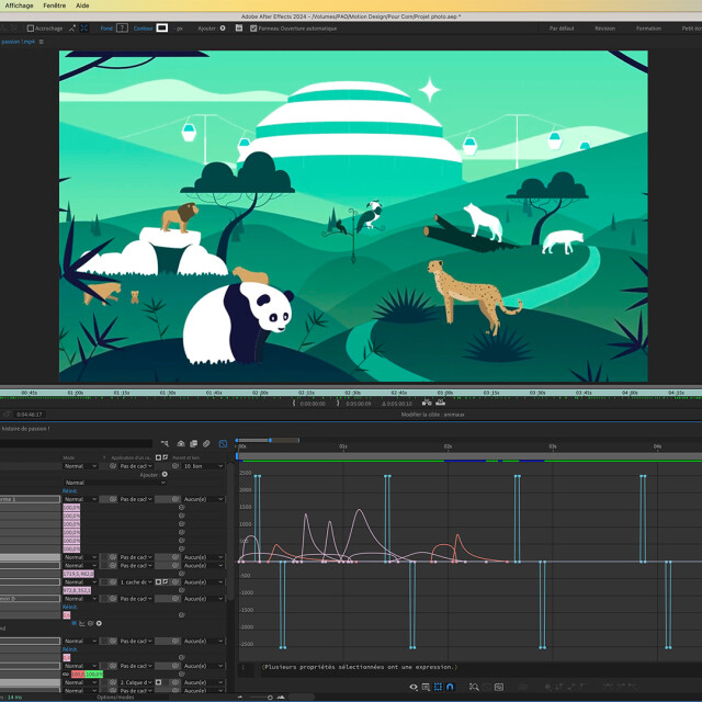 Métier du Zoo : Motion Designer - Emploi - ZooParc de Beauval - Capture d’écran d’un logiciel d’animation manipulé par le motion designer