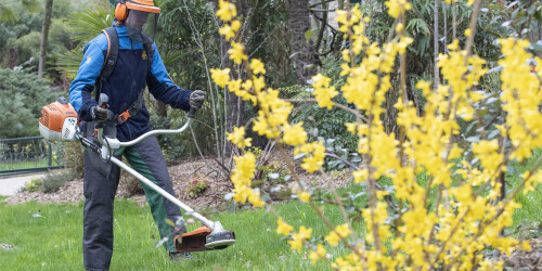 Métier du Zoo : Aide Jardinier - Domaine d'activité : Espaces Verts - Femme jardinier passant le Rotofile dans le ZooParc